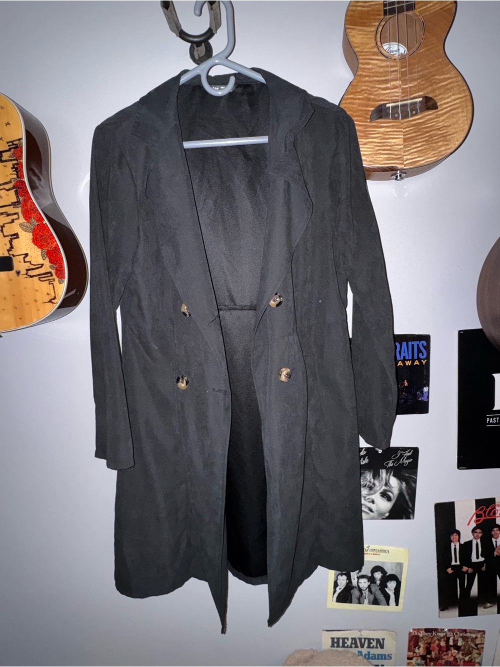 SHEIN Black Double-Breasted Trench Coat